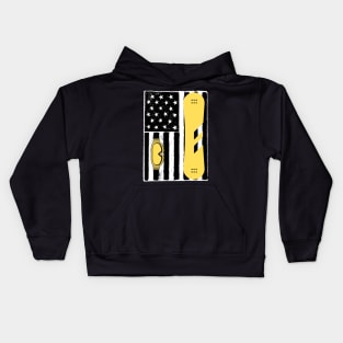 Vintage Snowboarding Us Flag Kids Hoodie